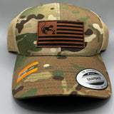 Bone Squirrel American Flag Leather Patch Hat