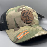 Crossed Hatchet & Arrow Leather Patch Hat