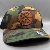 Crossed Hatchet & Arrow Leather Patch Hat