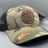 Crossed Hatchet & Arrow Leather Patch Hat