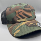 Bone Squirrel American Flag Leather Patch Hat