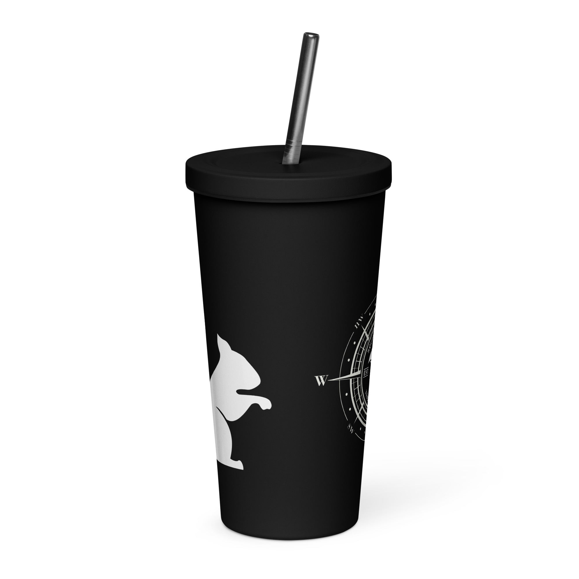 Squirrelly Compass Insulated tumbler with a straw