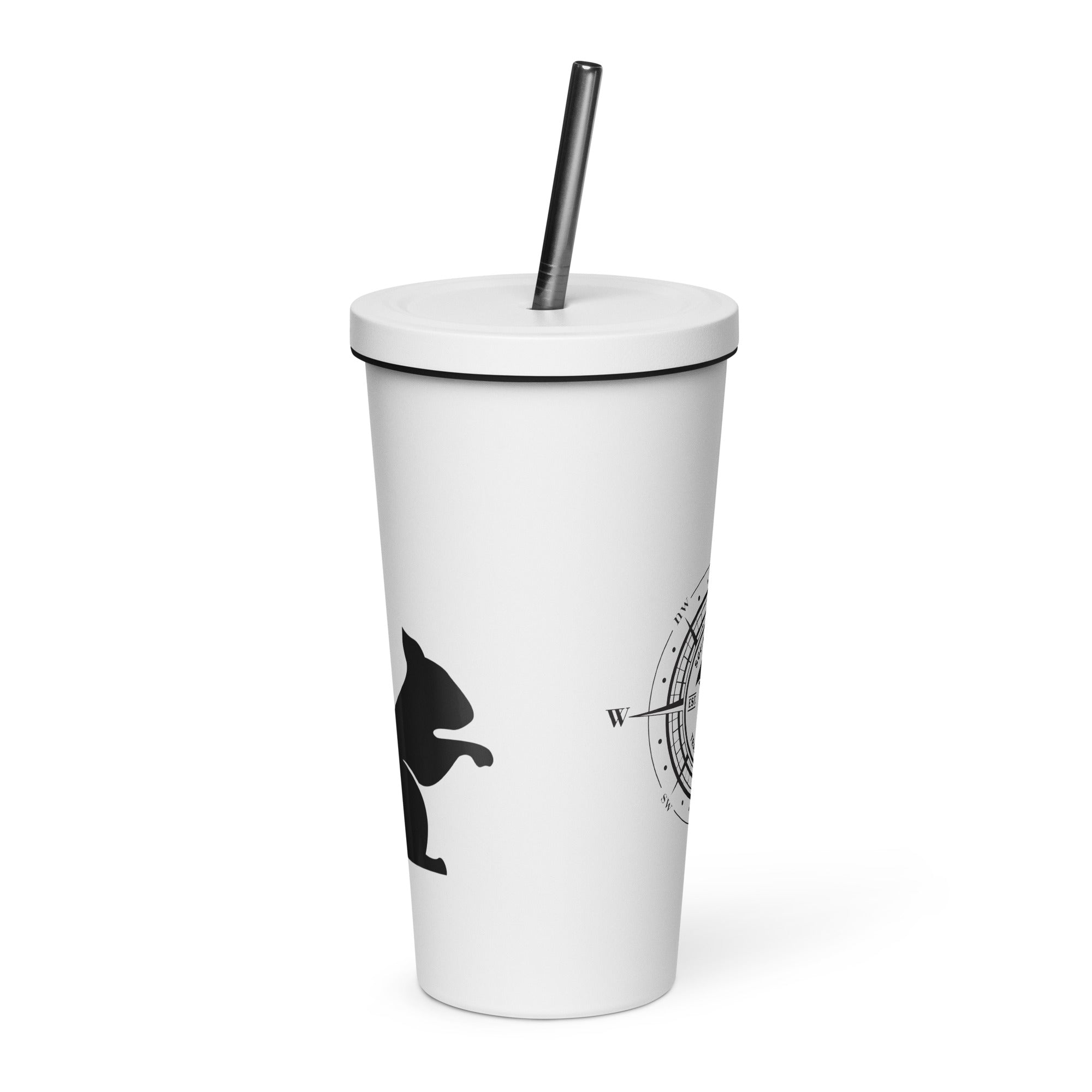 Squirrelly Compass Insulated tumbler with a straw