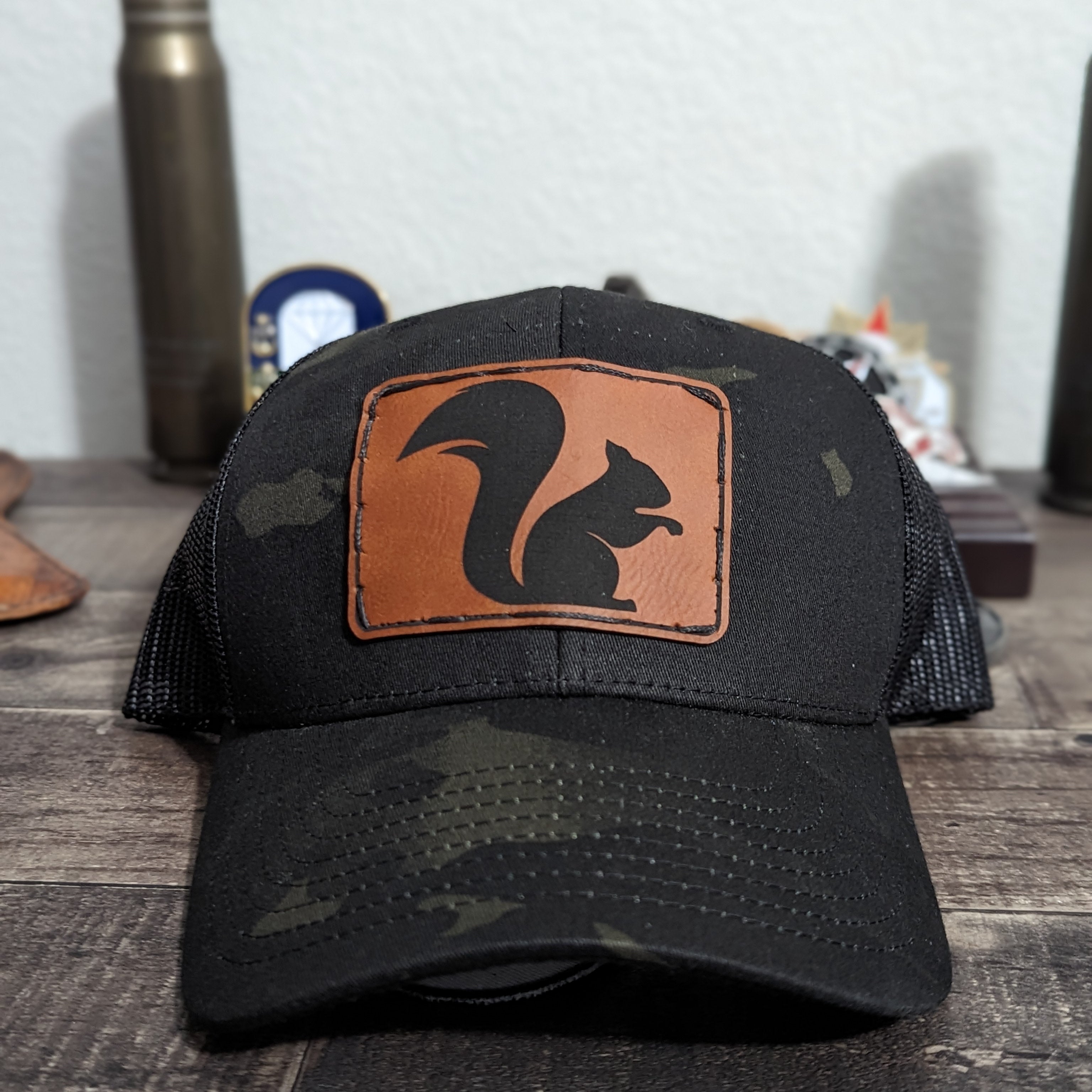 Big Squirrel Leather Patch Trucker Hat